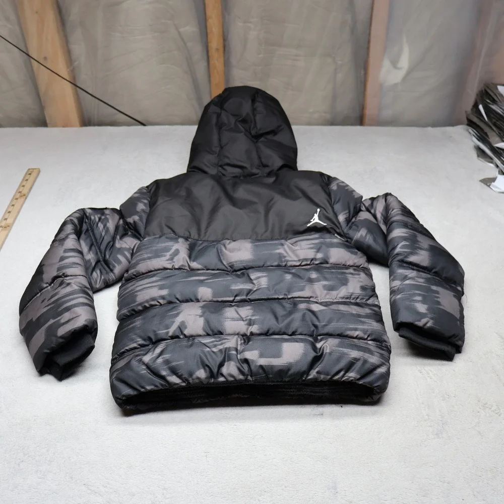 Jordan Jacket Boys Medium 10-12 Blk Insulated Full Zip Winter‎ Hood Puff VTG